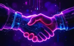 Purple handshake