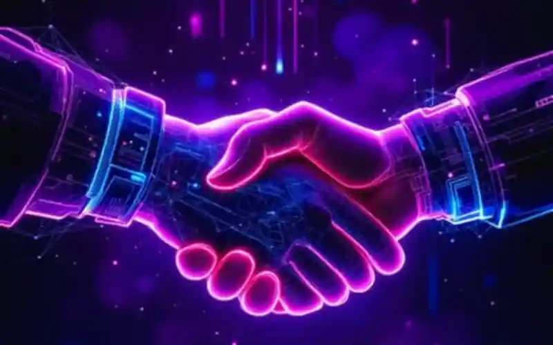 Purple handshake
